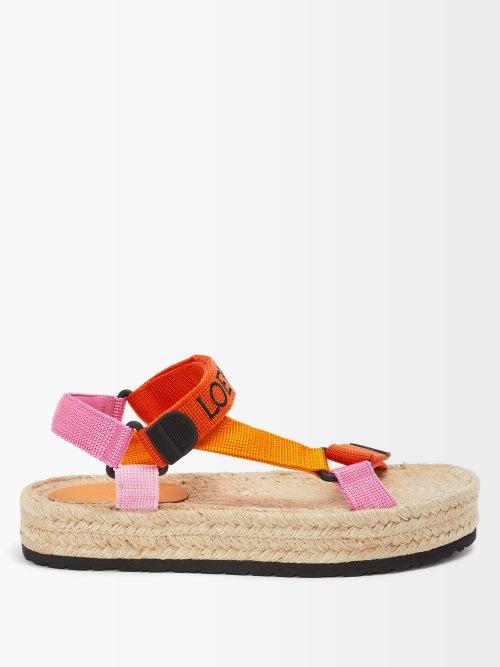 Loewe Paula's Ibiza - Logo-jacquard Espadrille Sandals - Womens - Orange Multi