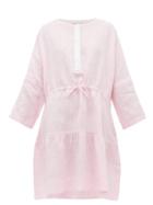 Matchesfashion.com Wiggy Kit - Drawstring Linen Dress - Womens - Pink