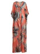 Adriana Degreas Floral-print Lace-up Silk Maxi Dress