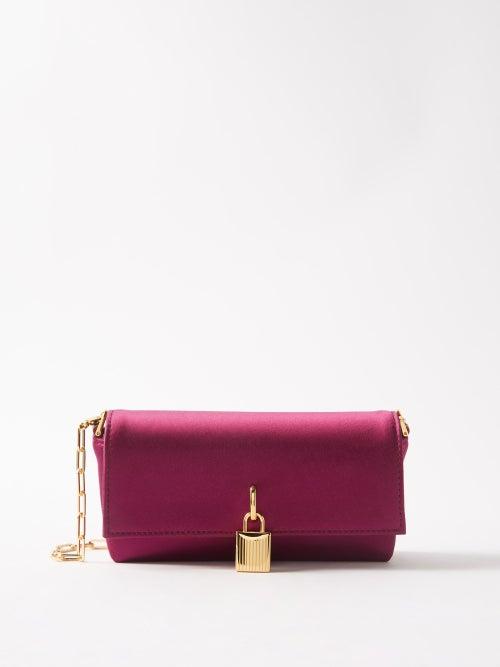 Tom Ford - Padlock Satin Clutch - Womens - Fuchsia