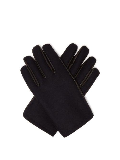 Matchesfashion.com Alexander Mcqueen - Cashmere And Leather Gloves - Mens - Navy
