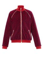 Matchesfashion.com Gucci - Padded Rhombus-jacquard Chenille Track Jacket - Mens - Blue Multi