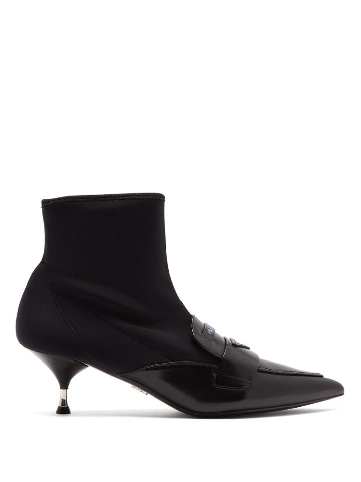 Prada Calzature Donna Neoprene And Leather Ankle Boots