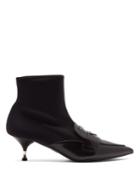 Prada Calzature Donna Neoprene And Leather Ankle Boots