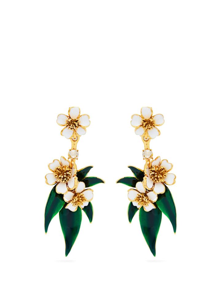 Oscar De La Renta Delicate Flower Clip-on Earrings