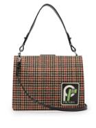 Matchesfashion.com Prada - Frame Logo Patch Houndstooth Bag - Womens - Black Multi