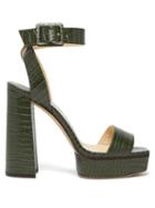 Matchesfashion.com Jimmy Choo - Jax/pf 125 Croc-effect Leather Platform Sandals - Womens - Green