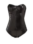 Matchesfashion.com Lisa Marie Fernandez - Leigh Panelled Pvc Swimsuit - Womens - Black