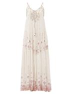 Matchesfashion.com Camilla - Tanami Road Beaded Lace-up Silk-crepe Dress - Womens - White Multi