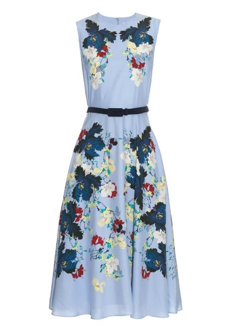 Erdem Mackenzie Kita Sky-print Silk Dress