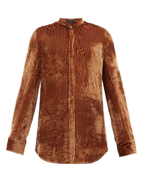 Matchesfashion.com Ann Demeulemeester - Vasily Devor-velvet Shirt - Mens - Brown
