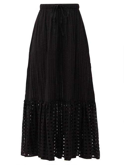 Matchesfashion.com Solid & Striped - The Addison Embroidered-eyelet Cotton Skirt - Womens - Black