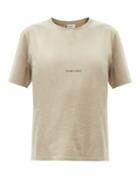 Matchesfashion.com Saint Laurent - Logo-print Cotton-jersey T-shirt - Womens - Khaki