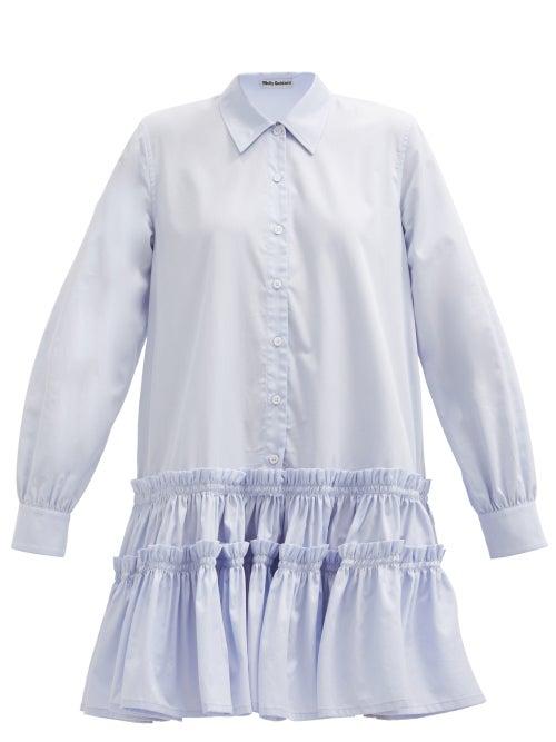 Matchesfashion.com Molly Goddard - Ithaca Frilled Cotton-gabardine Shirt Dress - Womens - Light Blue