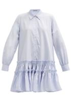 Matchesfashion.com Molly Goddard - Ithaca Frilled Cotton-gabardine Shirt Dress - Womens - Light Blue
