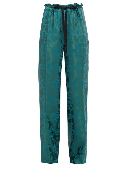 Matchesfashion.com Ann Demeulemeester - Daphne Floral Jacquard Trousers - Womens - Green
