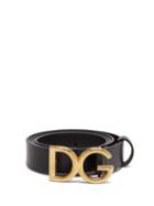 Matchesfashion.com Dolce & Gabbana - Monogram Buckle Leather Belt - Mens - Black