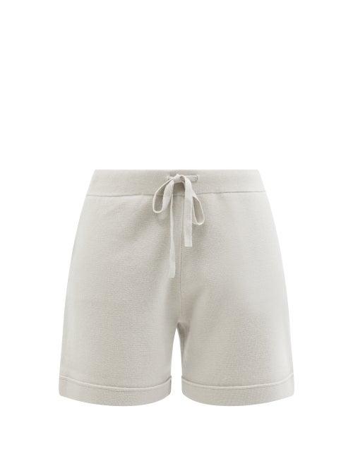 Allude - Straight-leg Knitted Wool-blend Shorts - Womens - Light Grey