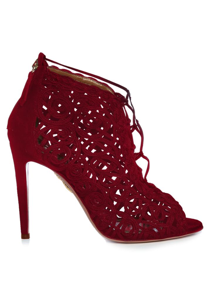 Aquazzura Kya Macram-lace And Suede Sandals
