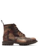 Matchesfashion.com Junya Watanabe - X Tricker's Stow Camouflage Print Leather Boots - Mens - Khaki