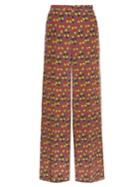 Etro Leaf-print Wide-leg Silk-crepe Trousers