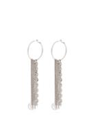 Matchesfashion.com Burberry - Tb Monogram And Chain Tasselled Hoop Earrings - Womens - Silver