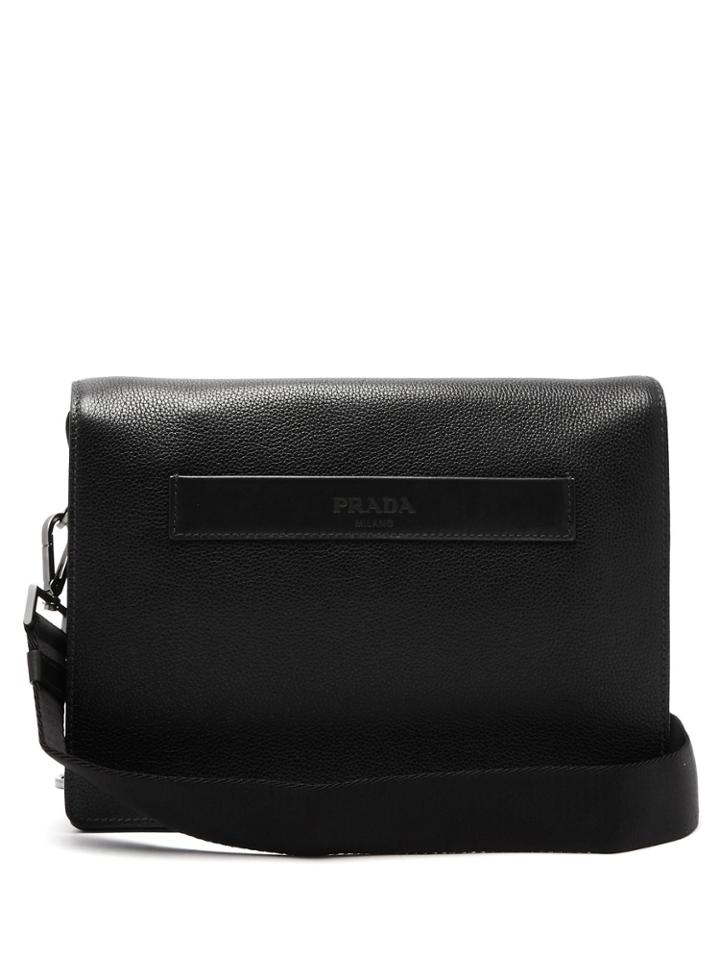 Prada Logo-embossed Leather Messenger Bag