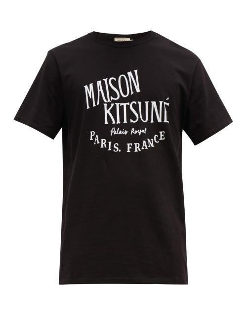 Matchesfashion.com Maison Kitsun - Logo Print Cotton T Shirt - Mens - Black