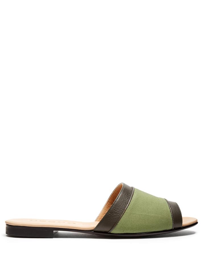 Hecho Leather And Canvas Slides