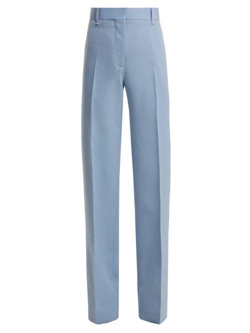 Matchesfashion.com Calvin Klein 205w39nyc - Mid Rise Wool Gabardine Trousers - Womens - Blue Multi
