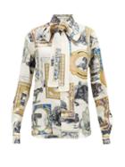 Matchesfashion.com Alister Mackie - Leopard & Frame-print Silk-twill Shirt - Womens - Ivory Multi