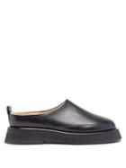Ladies Shoes Wandler - Rosa Leather Backless Loafers - Womens - Black