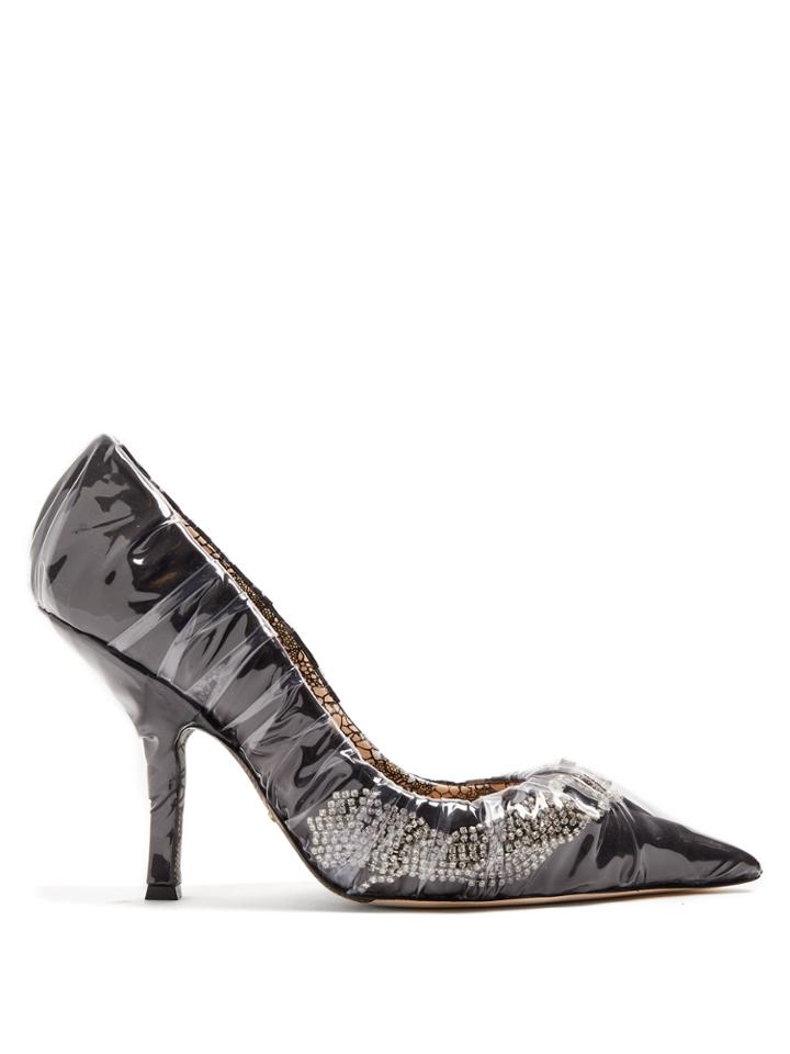 Paciotti By Midnight Crystal Embellished Ruched Satin Pump