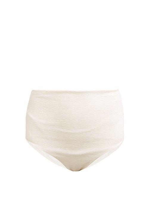 Matchesfashion.com Mara Hoffman - Lydia Riley Stripe High Rise Bikini Briefs - Womens - Ivory