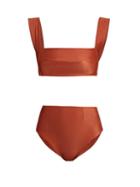 Matchesfashion.com Haight - Amanda Straight Neck Bikini Set - Womens - Brown