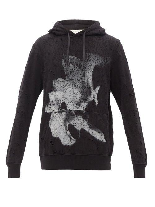 1017 Alyx 9sm - Abstract-print Hooded Cotton-blend Sweatshirt - Mens - Black
