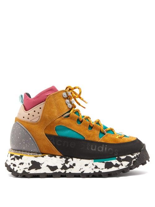 Matchesfashion.com Acne Studios - Bertrand Canvas And Suede Hiking Boots - Womens - Tan Multi