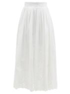 Chlo - Broderie Anglaise Cotton-poplin Midi Skirt - Womens - White