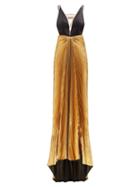 Gucci - Pleated Silk-cady And Lam Gown - Womens - Black Gold