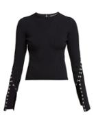Matchesfashion.com Alexander Mcqueen - Hook And Eye Trim Ribbed Sweater - Womens - Black