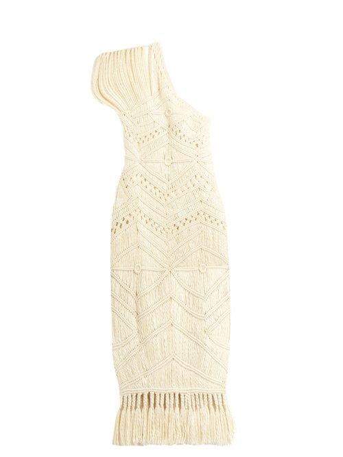 Matchesfashion.com Tabula Rasa - Tuva Hand Macram Silk And Wool Blend Dress - Womens - Cream
