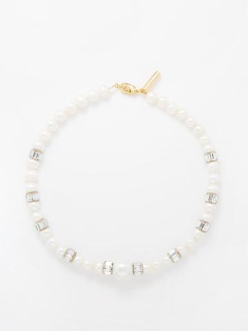 Timeless Pearly - Pearl And Crystal Choker - Womens - Pearl
