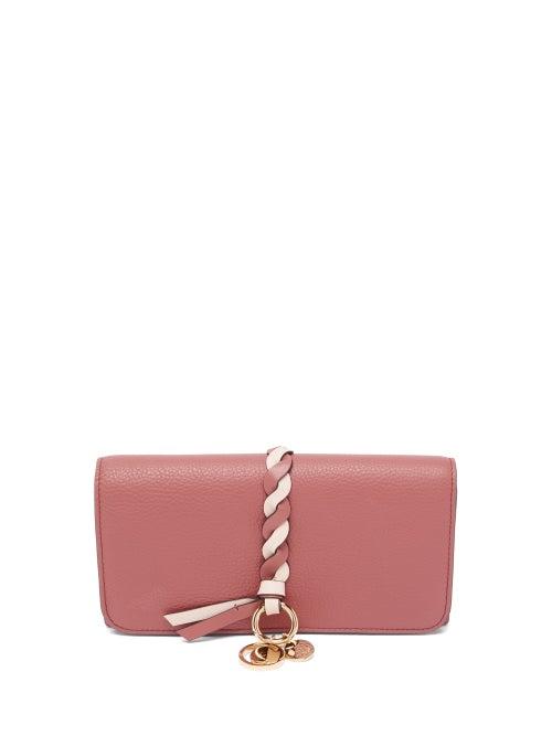 Ladies Accessories Chlo - Alphabet Grained-leather Continental Wallet - Womens - Pink Multi