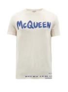 Alexander Mcqueen - Graffiti Logo-print Cotton-jersey T-shirt - Mens - Cream Multi