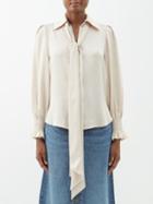 See By Chlo - Pussybow-collar Twill Blouse - Womens - Cream