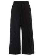 Matchesfashion.com Loewe - Pinstriped Wool-blend Wide-leg Trousers - Womens - Black