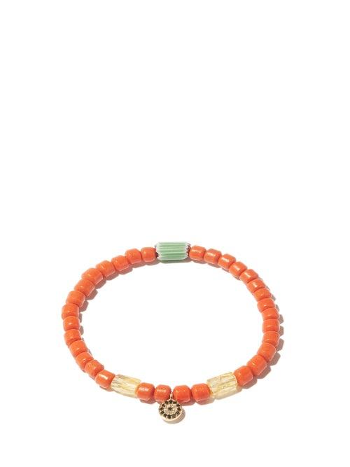 Musa By Bobbie - Evil Eye Diamond, Citrine & 14kt Gold Bracelet - Womens - Coral