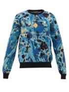 Dolce & Gabbana - Marble-jacquard Silk-blend Sweater - Mens - Blue Multi
