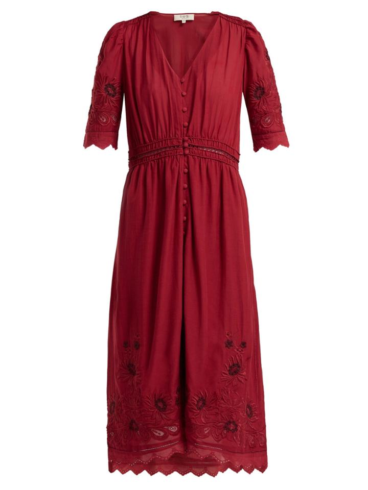Sea Greta Floral-embroidered Cotton Midi Dress