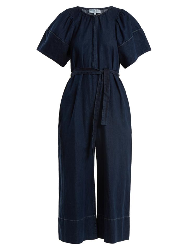 Apiece Apart Soleil Waist-tie Cotton-chambray Jumpsuit